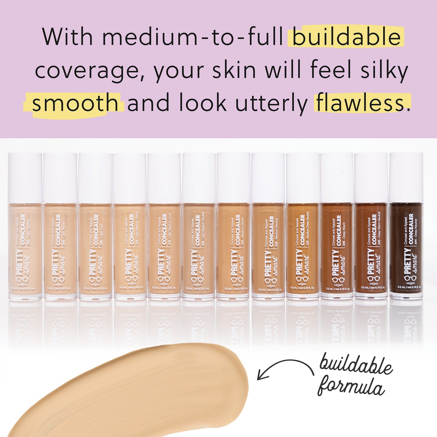 With medium-to-full buildable coverage, your skin will feel silky smooth and look utterly flawless | Conceal and Appeal Concealer 36 Shades