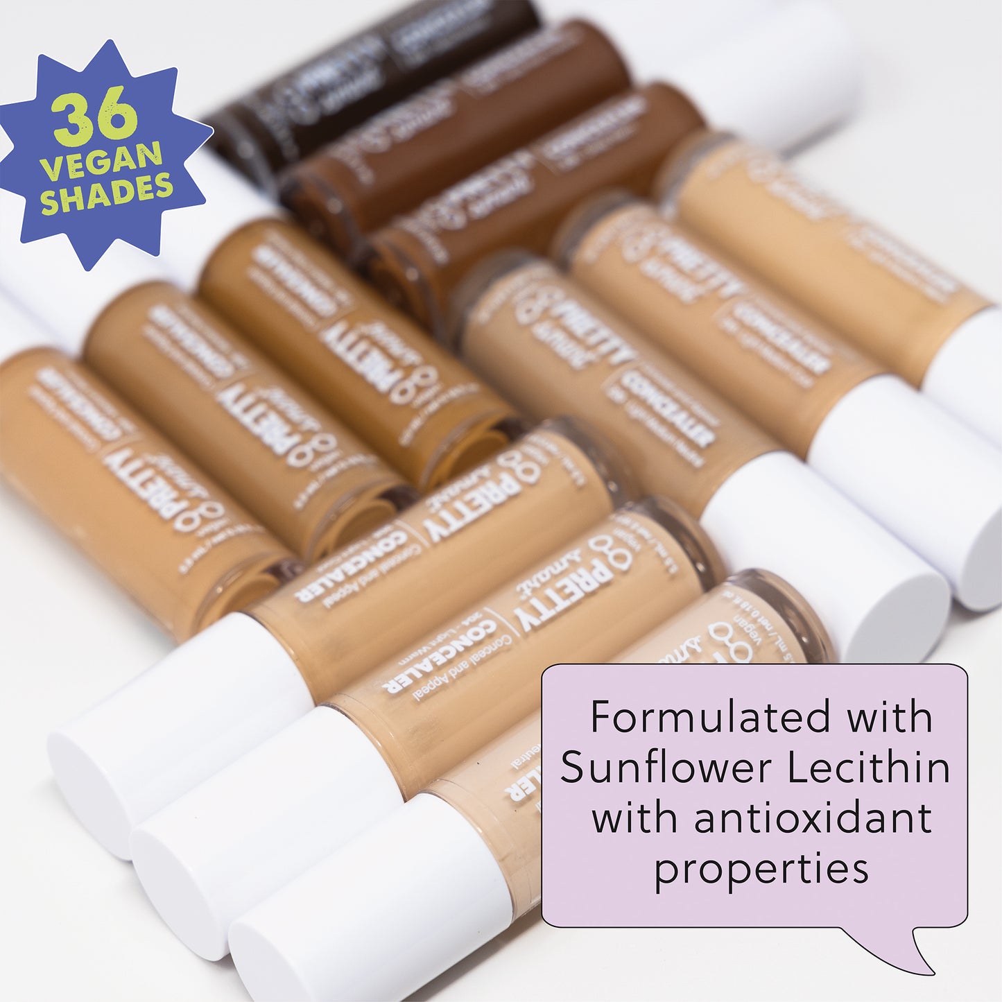 Formulated with Sunflower Lecithin with antioxidant properties | Conceal and Appeal Concealer 36 Shades