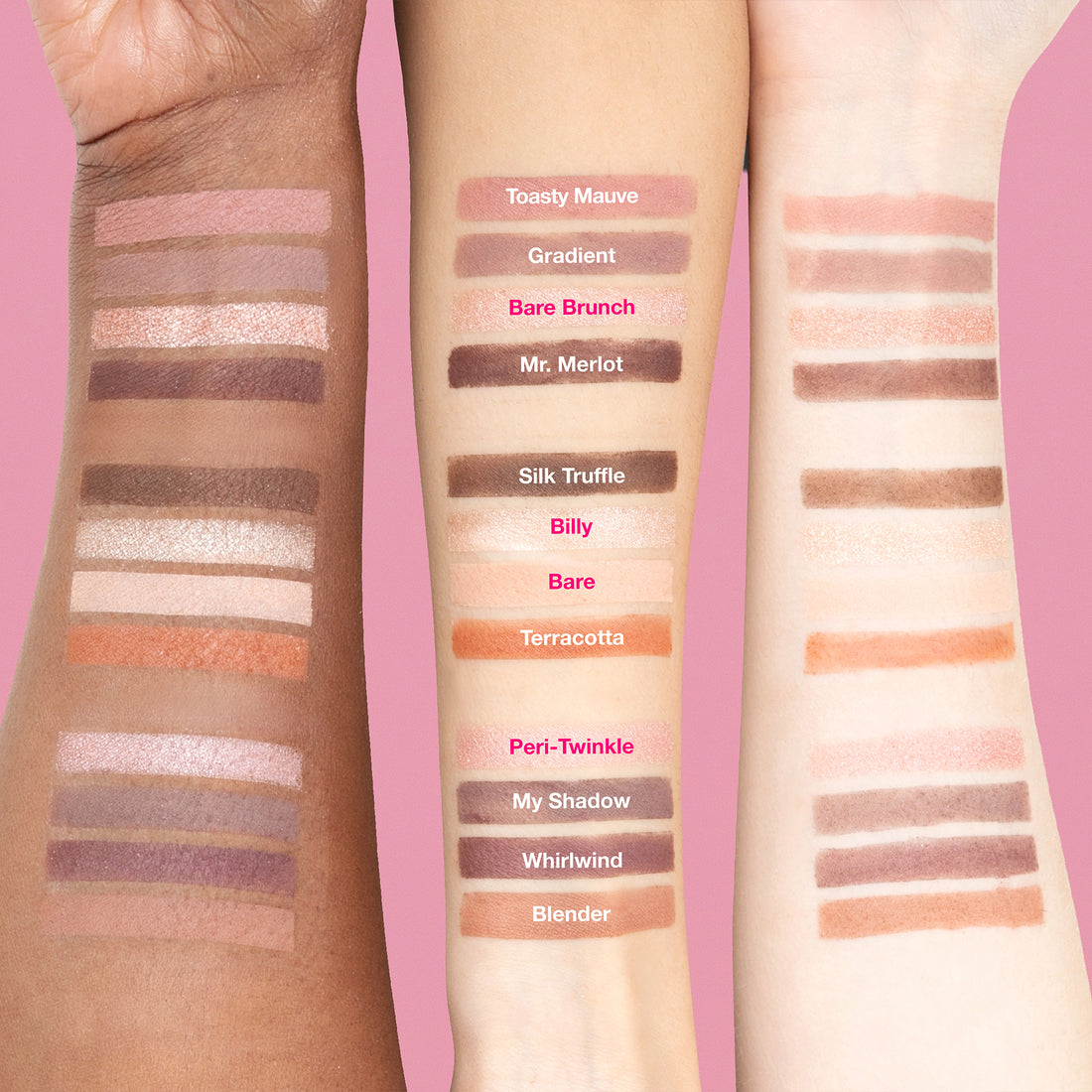 3 Palettes | Celebrity Artist Eyeshadow Palette On Arm Swatches