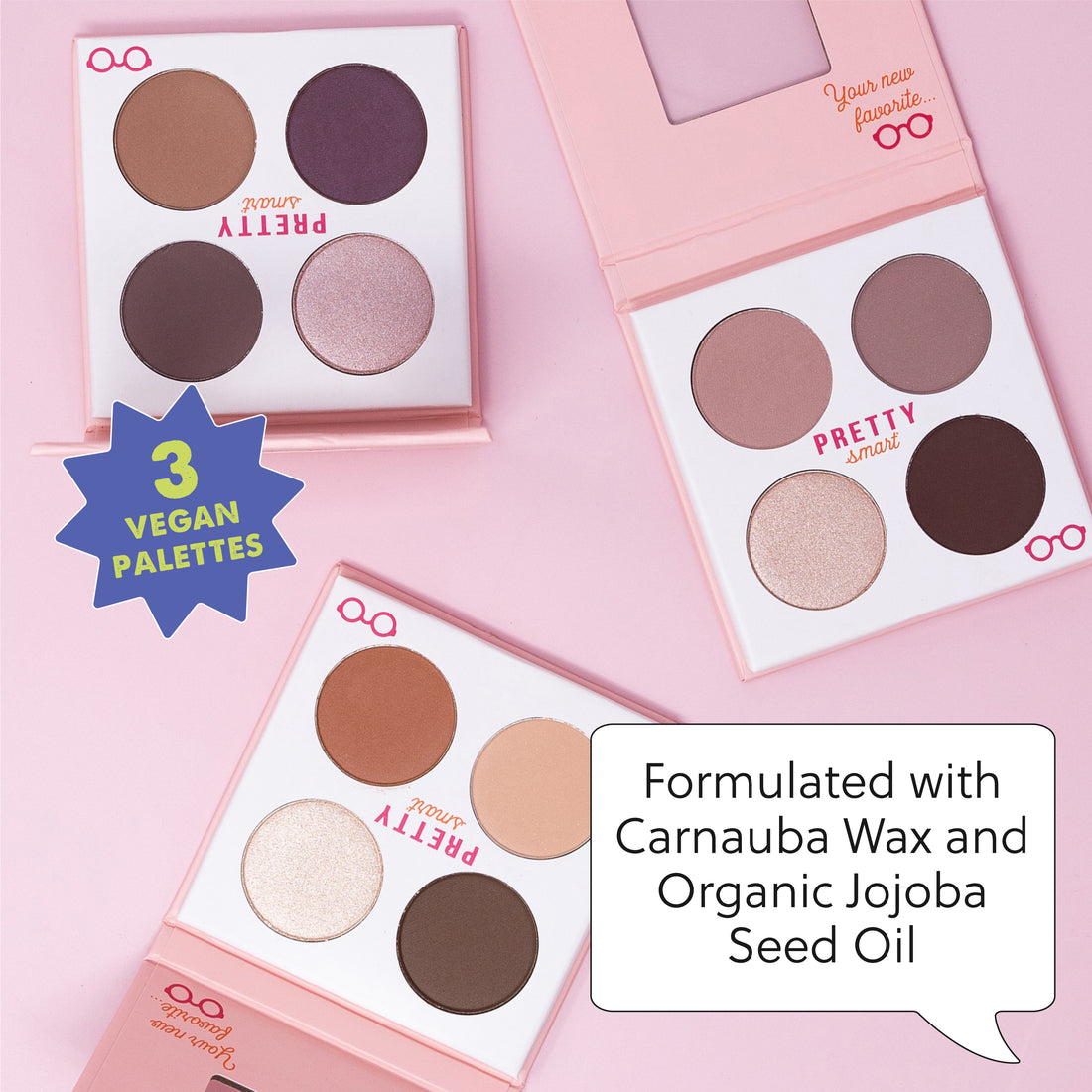 Formulated with Carnauba Wax and Organic Jojoba Seed Oil | 3 Palettes | Celebrity Artist Eyeshadow Palette